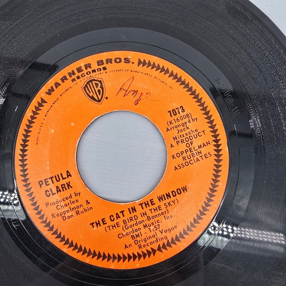 Warner Bros. Records Other - Petula Clark The Cat In The Window‎ Fancy Dancin Man 45 RPM Warner Bros 7073